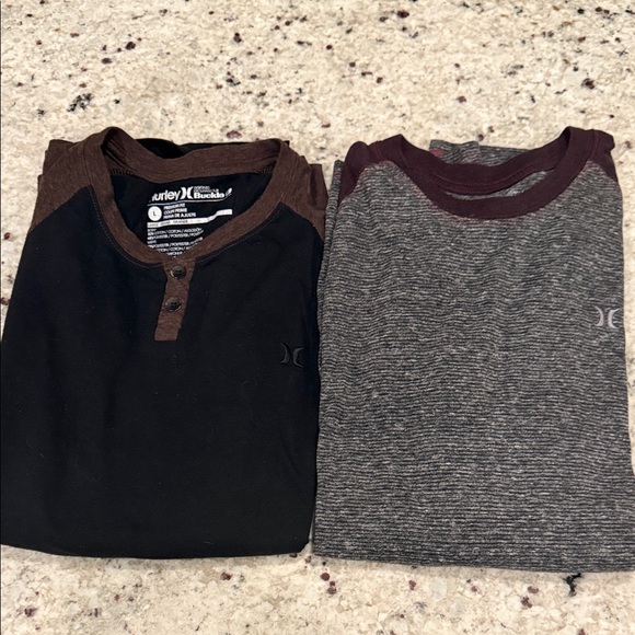 Hurley Men's Black and Brown Long Sleeve Tees - Picture 1 of 5